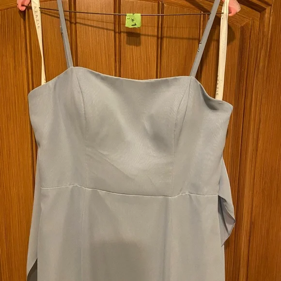 Azazie ‘Cosette’ Bridesmaids Dress Dusty Blue Chiffon - Picture 6 of 10